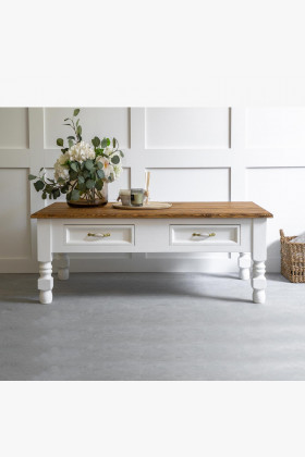 Kaffeetisch Provence Holz Vintage Landhausstil Wohnzimmertisch Braun